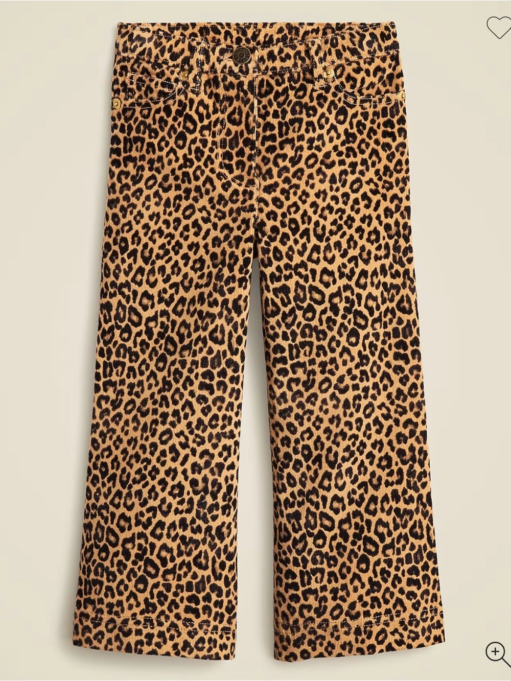 J. Crew Crewcuts Girls' corduroy trouser in leopard print 12 NWOT Stretch